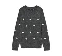 Vero Moda Vmdoffy Intarsia Ls O-NCK GA Noos Pull, Gris foncé mélangé, XS