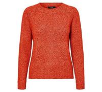 Vero Moda Vmdoffy Ls Chemise À Col Rond Ga Noos Sweater, Femme, Tangerine Tango/Detail:melange, S