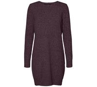 Vero Moda VMDOFFY Mini Robe en Tricot chiné, à Manches Longues, col Rond, Coupe Droite, Courte, Basique, Longueur Cuisse, Winetasting/détail : w. Noir mélangé, XL