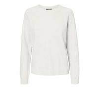 Vero Moda VMDOFFYSHINE LS REP Noos Blouse à col Rond, Blanc Neige/détails : Lurex argenté, S