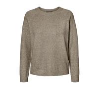 VERO MODA Vmdoffyshine Ls Blouse à col Rond Rep Noos Pull en Tricot, Silver Mink/détail : w. Lurex doré, L Femme