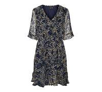 VERO MODA Robe 'DORA KAYA' beige / bleu marine / moutarde / blanc cassé, Taille 36