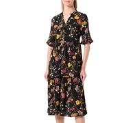 VERO MODA VMEASY Joy 2/4 FRL Calf Dress WVN GA, Noir/AOP : Vicka, S