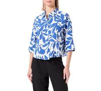 VERO MODA Vmeasy Joy 3/4 Loose Shirt WVN GA Haut, Blanc Neige/AOP : Alisa Mazarine Blue, S Femmes