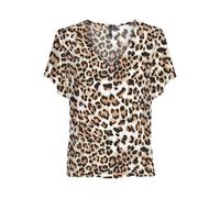 VERO MODA Vmeasy Joy Col V SS Blouse WVN GA Top, Tan/AOP : léopard, XL Femme