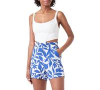 VERO MODA Vmeasy Joy Hw Short WVN GA, Blanc Neige/AOP : Alisa Mazarine Blue, M Femme