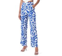 VERO MODA Vmeasy Joy Hw Wide Pants WVN GA Pantalon pour Femme, Blanc Neige/AOP : Alisa Mazarine Blue, L