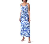 VERO MODA Vmeasy Joy Slit Maxi V-Neck Robe WVN GA, Blanche-Neige/AOP : Alisa Mazarine Blue, S Femme