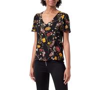 VERO MODA Vmeasy Joy Col V SS Blouse WVN GA Top, Noir/Vicka, S Femme