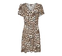 VERO MODA Vmeasy Joy SS WVN GA Robe Courte, Tan/AOP : léopard, M Femme