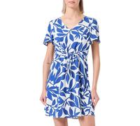 VERO MODA Vmeasy Joy SS WVN GA Robe d'été Courte pour Femme, Blanc Neige/AOP : Alisa Mazarine Blue, S