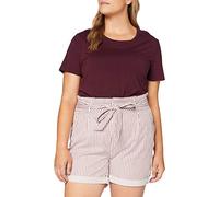 Vero Moda Vmeva HR Paperbag Cot PS Shorts Noos GA, Blanc/Bordeaux, L Femme