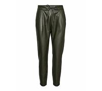 VERO MODA Vmeva MW Loose String Coated PNT GA Noos Pantalon en Tissu, Kaki, L / 34L Femme