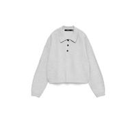 VERO MODA Vmexciting Ls Polo à col Rond Boo, Gris Clair chiné, S