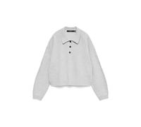 VERO MODA Vmexciting Ls Polo Neck Pullover Boo col Rond, Gris Clair chiné, S Femmes