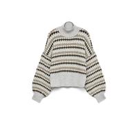VERO MODA Vmgaiva Ls Highneck Pullover Pull à col Haut, Gris Clair chiné, XS Femme
