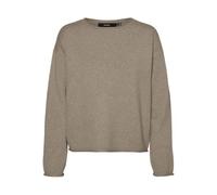 VERO MODA Vmgold Roll Ls Pull à col Rond Tricot, Silver Mink/détail : W. Melange, XS Femme
