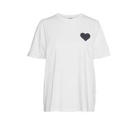 VERO MODA Vmhalle Caty SS Top Box JRS GA T-Shirt, Blanc Neige-Détails : cœur, S Femmes