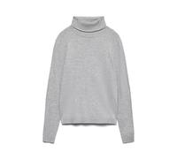 VERO MODA Vmhappiness Ls Rollnk Pullove GA Boo Rep Pull, Gris Clair chiné, M Femme