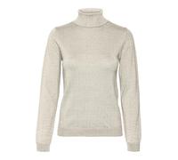 VERO MODA Vmhappyshine Ls Pull à col roulé Boo Tricot, Bouleau/détail : w. Lurex argenté, S Femme