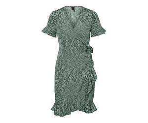 VERO MODA Vmhenna Noos Robe 2/4 à Franges, Laurel Wreath/AOP : Petits Pois, S Femme