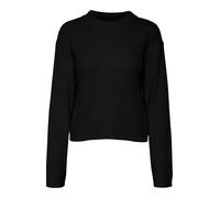 VERO MODA Vmhilde Pull Court à col Rond Ls Noos Sweater, Noir, S Femme