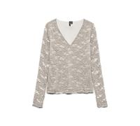 VERO MODA Vmiben Ls Haut à col en V pour Femme JRS Noos, Pierre Ponce, Taille M, Pierre Ponce, M