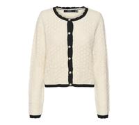VERO MODA Vmjackie Ls O-Neck Cardigan Boo, Bouleau/détail : Noir contrasté, L Femme