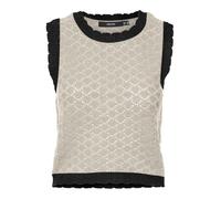 VERO MODA Vmjackie SL Short O-Neck Pullover Boo Pull-Over, Bouleau/détail : Noir contrasté, L Femme