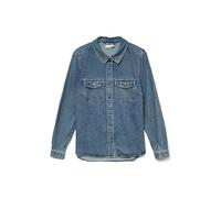 VERO MODA Vmjennie Ls Shirt Mix Noos Chemise, Denim Bleu médium, XL Femme