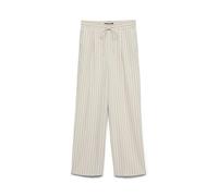 VERO MODA VMJESMILO WVN GA Noos Pantalon Large, Doublure argenté/Rayures : Blanc Neige Olga, S