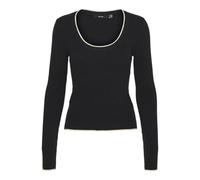VERO MODA Vmjoan Ls Pull Court à col en U Tricot, Noir, XS Femme
