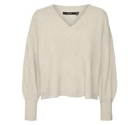 Vero Moda Vmjupiter Ls Pull en Tricot à col en V pour Femme, Bouleau, M