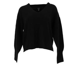 Vero Moda Vmjupiter Ls Pull en Tricot à col en V pour Femme, Noir, M