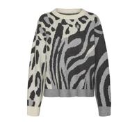 VERO MODA Vmkai Ls Pull col Rond GA Boo Tricot, Bouleau/détail : w. Griffin et Asphalte, XL Femme