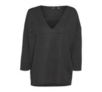 VERO MODA Vmkanva JRS Haut à col en V à Paillettes 3/4 T-Shirt Manches Longues, Noir/détails : Lurex Noir, L Femmes