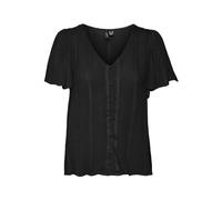 VERO MODA Vmkanva SS WVN GA Top pour Femme, Noir, S