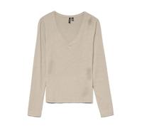VERO MODA Vmlava Glitter Ls V-Neck Top Stripe GA, Crème, S