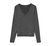 VERO MODA Vmlava Glitter Ls V-Neck Top Stripe GA, Noir, XS