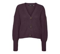 VERO MODA VMLEA LS V-Neck Cuff Cardigan Noos, Winetasting, S Femme