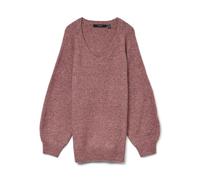 VERO MODA Vmleaf Ls Long V-Neck Pullover Noos Pull col en V, Rose/Marron, M Femme