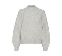 VERO MODA Vmleaf Ls Pull à col Haut Ent Tricot, Gris Clair chiné, S Femme
