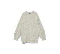 VERO MODA Vmleaf Ls Pull Long col en V Tricot, Gris Clair chiné, L Femme