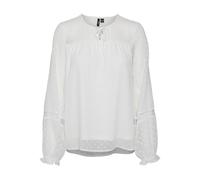 VERO MODA Vmleah Ls Lace Top WVN GA Noos T-Shirt Manches Longues, Blanche-Neige, M Femmes
