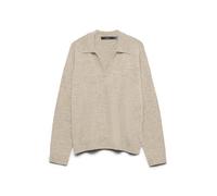 VERO MODA Vmlefile Ls Poloneck Pull Noos, Bouleau, S