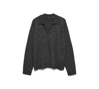 VERO MODA Vmlefile Ls Poloneck Pullover Noos Pull, Mélange de Gris Moyen, XL Femme