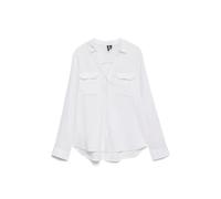 VERO MODA Vmlinn Linen Bumpy Ls Shirt WVN Noos Chemisier à Manches Longues pour Femme, Blanc., M
