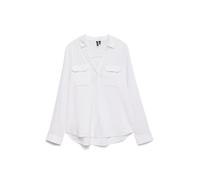 VERO MODA Vmlinn Linen Bumpy LS T-Shirt WVN Noos Chemisier à Manches Longues, Blanc, S Femme