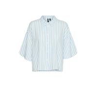 VERO MODA VMLINN WVN Noos T-Shirt 2/4, Blanc Neige/Rayures : Bleu aéré Olga, S