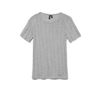 VERO MODA Vmlisa Pointelle SS Top JRS Noos, Gris Clair chiné, XS Femmes